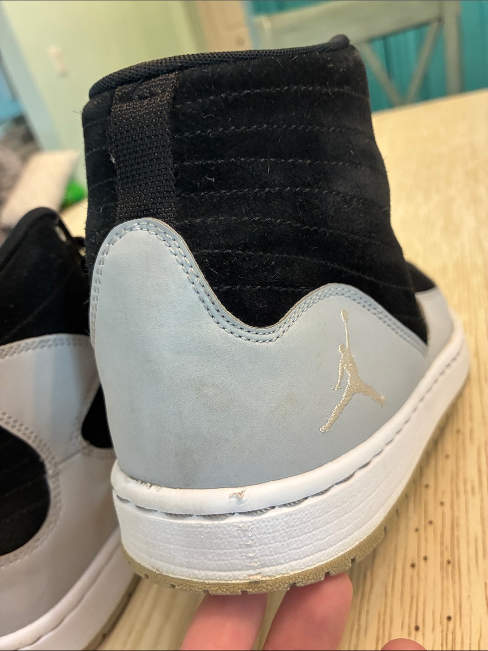 Men’s Nike Jordan Air SOG “Black Cement” High Top Sneaker Shoes (Black/Grey) - Picture 8 of 16